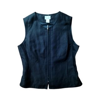 Ann Taylor Loft black linen zip up vest jacket size 4
